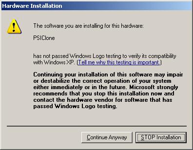 The Hardware Installation dialog box will appear.