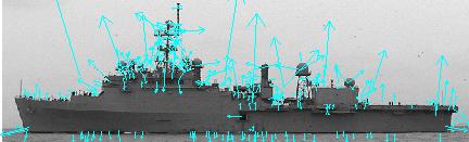 Figure 1. Example of interest points extracted from a ship image.
