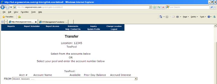 C. Transfer TexConnect Online User Guide Choose your account number from the drop down box OR choose the pool from the pool drop down box and enter your account number in the account number box for