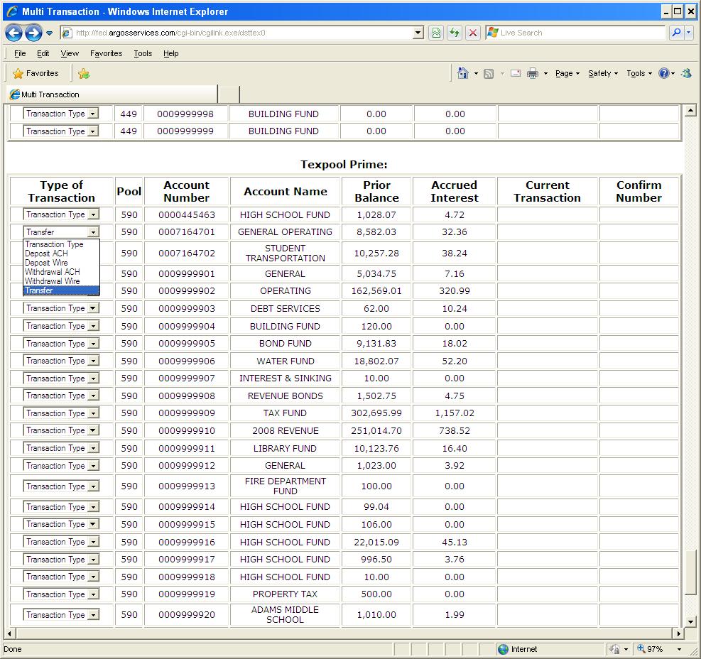 C. Transfers TexConnect Online User Guide To place a transfer from TexPool or TexPool Prime to another TexPool or TexPool Prime