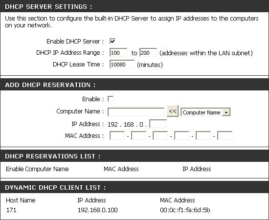 Section 3 - Configuration DHCP Server Settings DHCP stands for Dynamic Host Control Protocol. The DIR-451 has a built-in DHCP server.