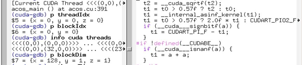 NVIDIA cuda-gdb CUDA debugging integrated into GDB on Linux Supported on