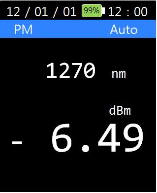 PM Auto Mode PM Manual Mode: Use this operation mode to manually select and display real time power values of the wavelengths available at the optical input.