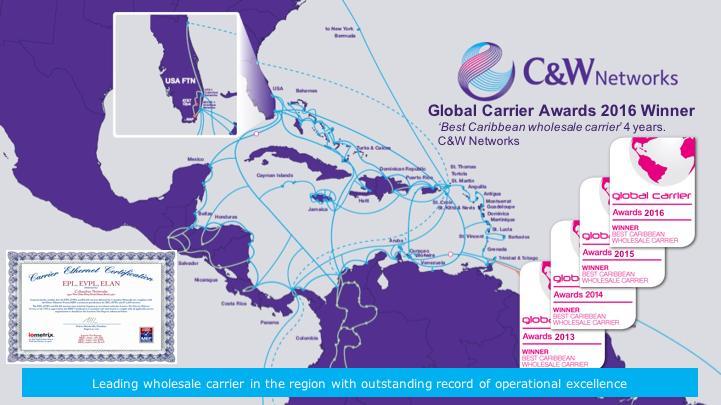 C&W SP Network C&W Networks Largest carrier of