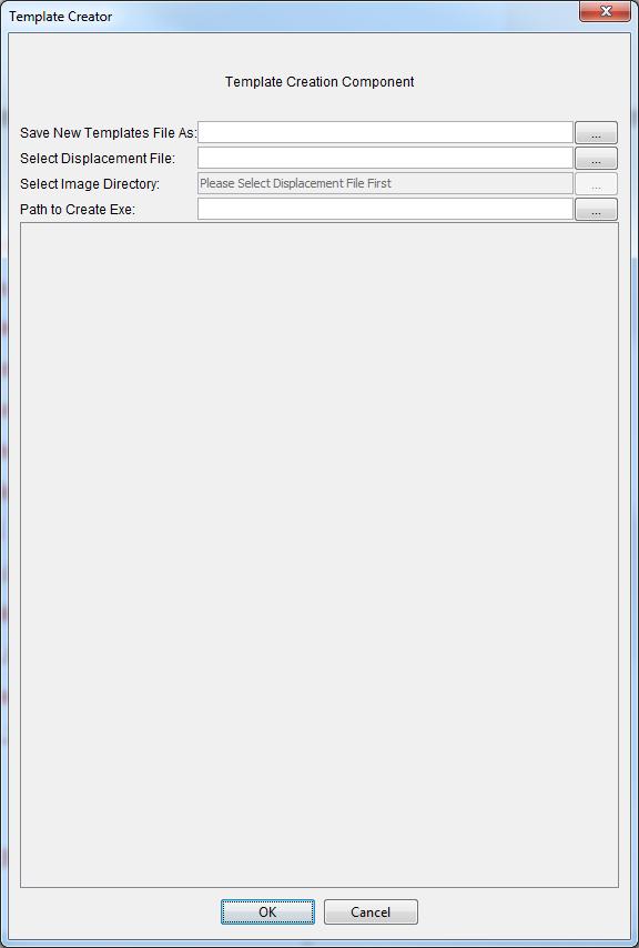 Figure 4-2 The initial create templates GUI The new templates file name is input in the Save New templates File As text field by typing in the field or selecting the box, which initializes a file