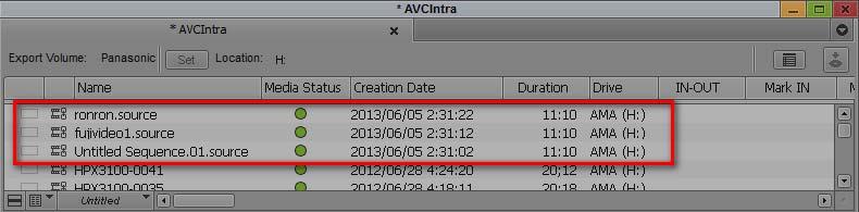 9. When export is finished, sequence are disappeared form Export Volume, and then exported clips are appeared with green mark in Media Status column. Notes: 1.