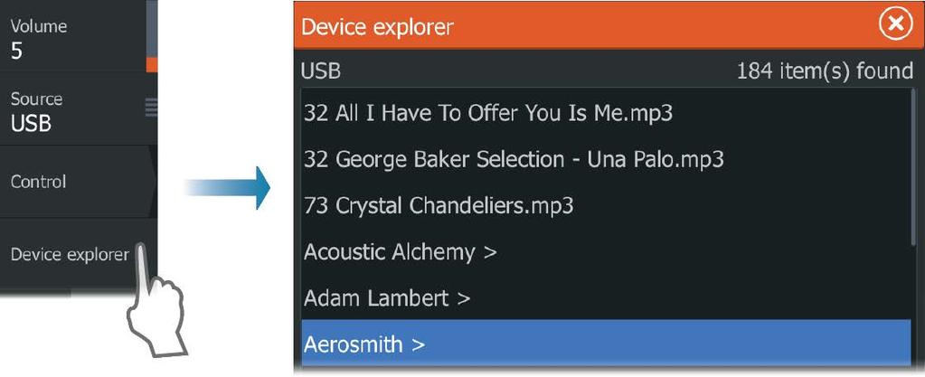 Audio options Use the Options menu option to repeat or shuffle tracks or albums, and to open