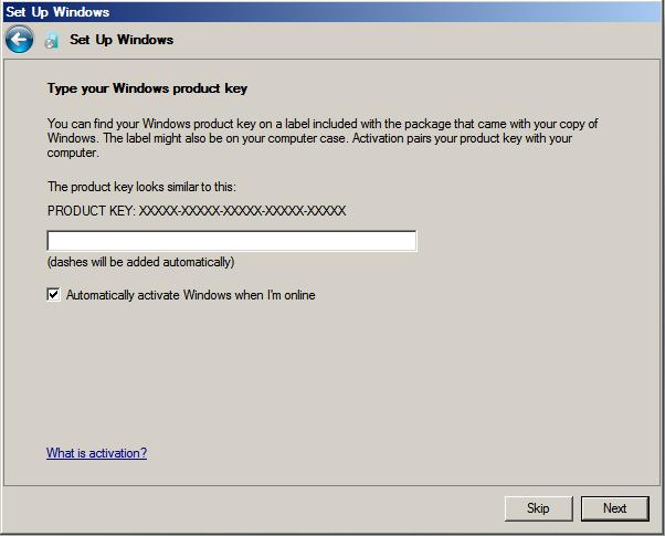 Hardware Appliance deployment 8. In the PRODUCT KEY box, enter your license key for the Windows operating system.