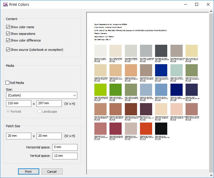 Select a few or all spot colors from the color book (Ctrl+A). 3. Make sure that the Show color accuracy option is enabled with the required color accuracy parameters.