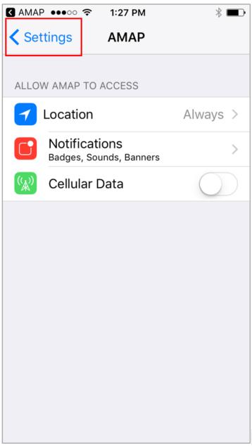 5. Tap Settings (Figure 16) to navigate to the ios Settings page (Figure 17) and select the Wi-Fi access point for your