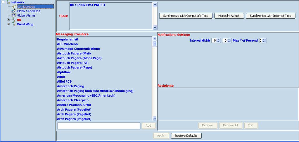 5.2.3 System Configuration View System Configuration View allows the users to manage global setting such as date/time and notification settings.
