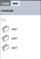 To find the file on your USB drive Press Home (1), then Removables (2), then usb (3), then sda1