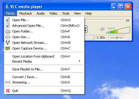 Open VLC Player and click MEDIA the OPEN NETWORK STREAM. This will open the window shown below.