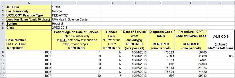 zeroes are visible, as in the 078.11 ICD-10 code, or the record will be rejected. If there are additional diagnoses, put these in columns G, H, I, etc., with only one code per column.