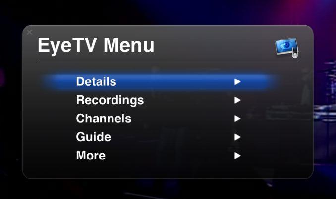 On Screen Menu On Screen Menu What is the On Screen Menu? The On Screen Menu enables you to sit back and relax while you watch and record television on your Mac.