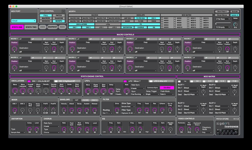 MORPH Morph simply put allows you to use two patches as a base and morph the parameter settings between them.