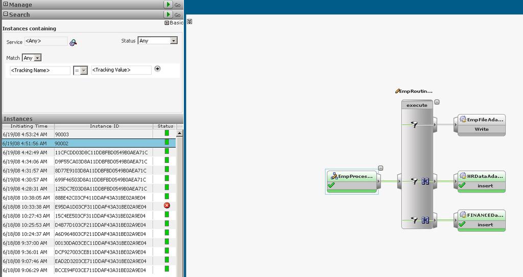 Also at ESB Console based on the same instance id shared with BPEL console one can also view the ESB diagram how
