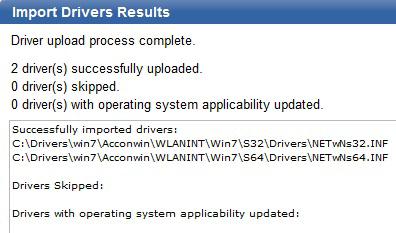 Note: Import drivers with operating system compatibility manually specified.