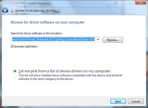 Select Browse my computer for driver