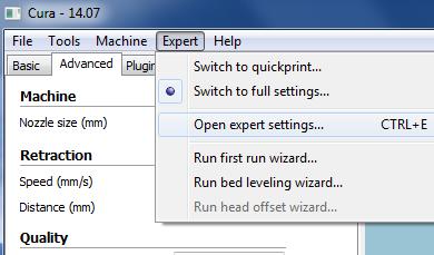 GUIDE TO 3D PRINTING 4b SINGLE HEAD PRINTING WITH SUPPORT EXPERT SETTINGS MENU To open the Expert Settings window, go to Expert > Open Expert Settings.