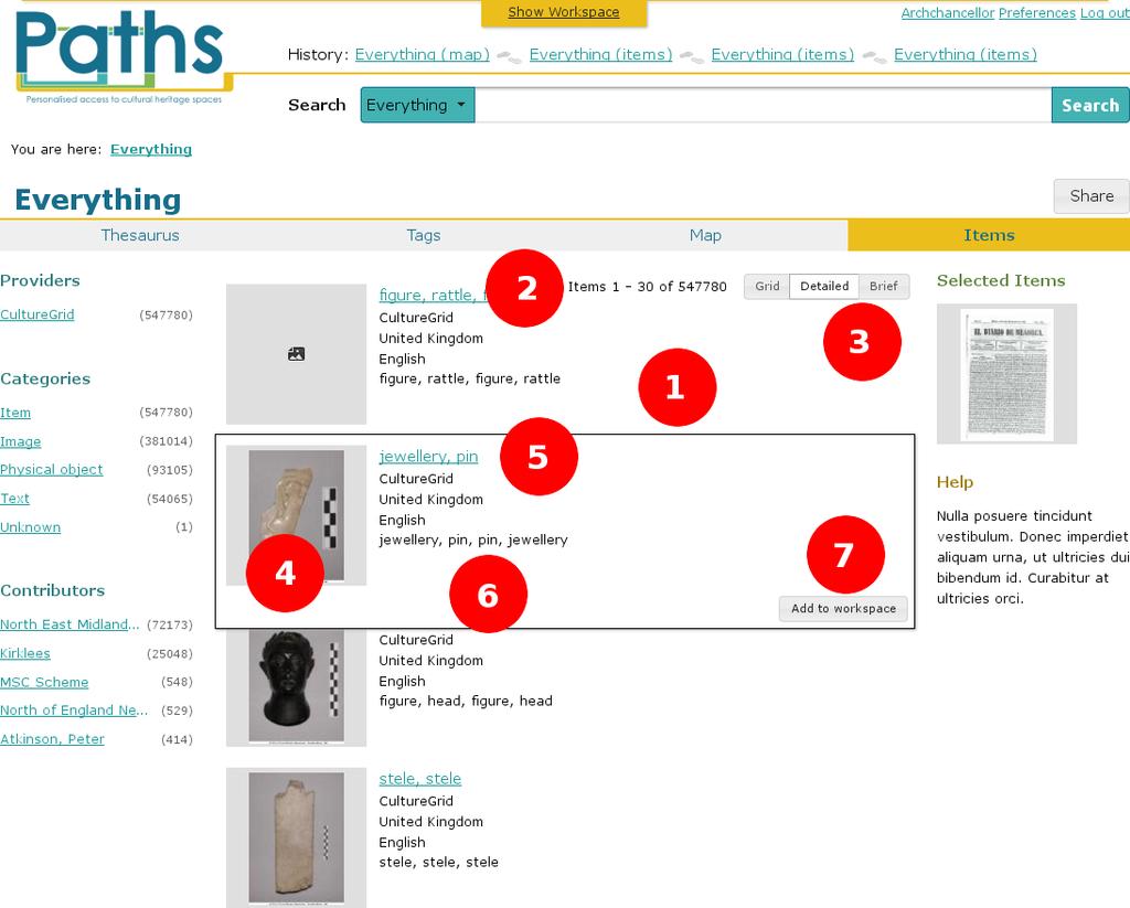 Figure 14 - The new "Items" page - "Detailed"