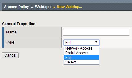 Configuring a Webtop When a user is allowed access based on an Access Policy, the user is assigned a Webtop. A Webtop is the successful endpoint for a Web application or a network access connection.