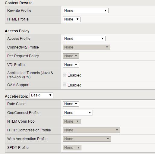 4. Under Access Policy, complete the following fields: Access Profile Connectivity Profile Select