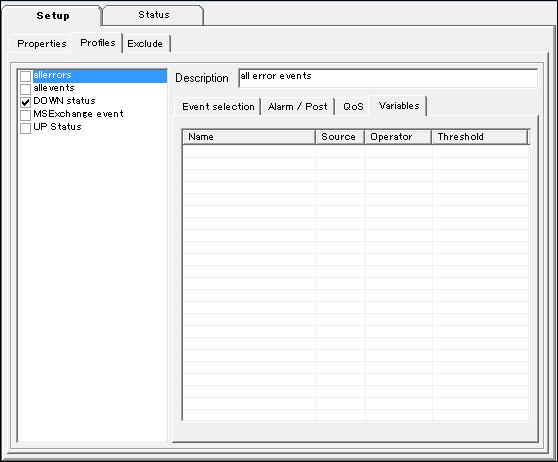 The Variables Tab The Variables tab enables you to define one or more variables for each profile.