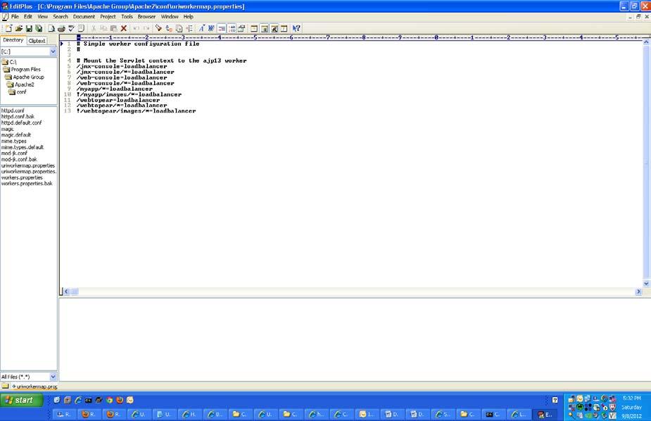 This will configure mod_jk to forward requests for the /jmx-console, /web-console and /webtopear contexts to JBoss Web. The '!