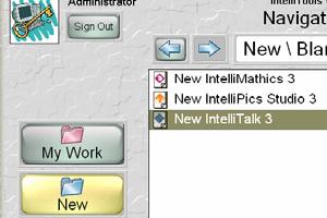 IntelliTalk opens and operates in much the same way as IntelliPics Studio. You can open documents from the activity folders provided, or from your own personal folder or the T-shared folder.