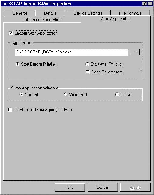 DocSTAR Import B&W (Windows 95/98) Start