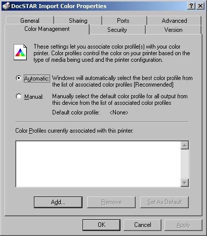 DocSTAR Import Color (Windows NT/2000/XP)