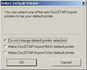 5. You will see the Start Installation screen. Click Next. 6. You will see the Select Default Printer screen.