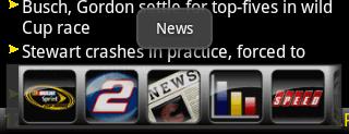 the drawer. Tap to close the drawer. To view information in another drawer, tap the drawer to open it. 3. Ticker. Shows breaking news ticker.