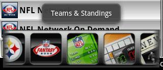 Tap a drawer, for instance, Around the NFL, to close it.