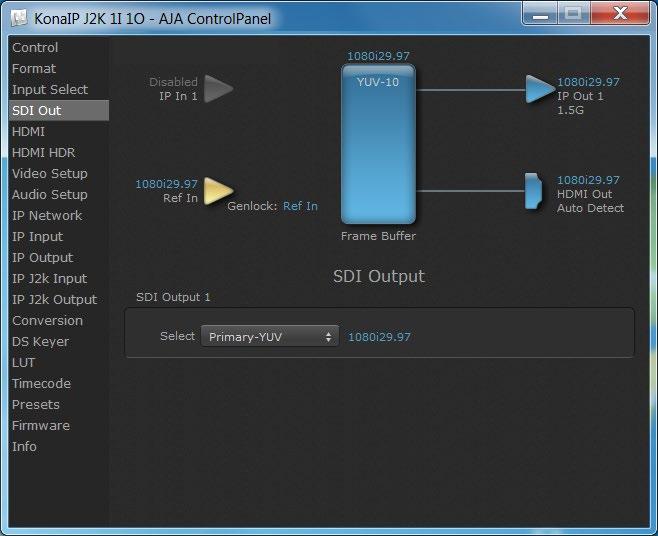 SDI Out Screen in J2K Mode Figure 38.
