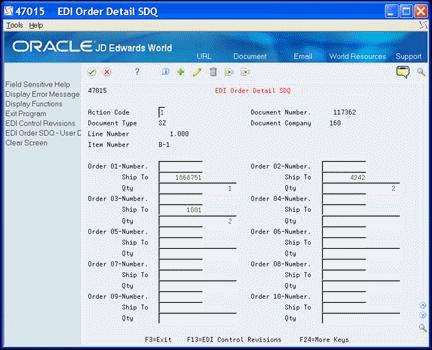 Figure 8 8 EDI Order Detail SDQ screen 4.