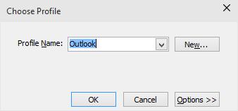 1. Use default profile: SimpleSYN uses the Outlook default profile. A dialog for profile selection is shown in the case of no standard profile being available. 2.