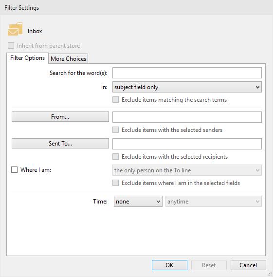 Filter The filter function is only available in the SimpleSYN business version. The SimpleSYN business version additionally allows you to filter the Outlook folders that are being synchronized.