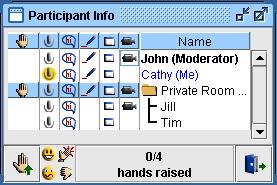 participants in the same room. If you raise your hand or send a private message to the moderator, the moderator will be notified even if they are not in the breakout room.