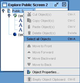 The Whiteboard context menu appears. Select the option Select All Objects.