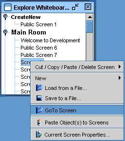 2. You can move to a screen by double-clicking on the screen name in the list OR you can select a screen in the list and then right-click (Click+Control) to display the context menu.