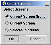 Choose whether you want to print all the screens in the Current Screen Group, only the Current Screen or Selected Screens.