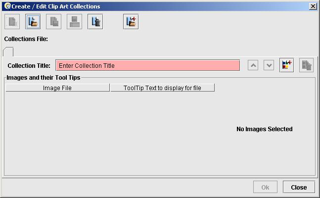 Click on to load a new image into the collection. A dialog box will appear which will allow you to select images from your folders.