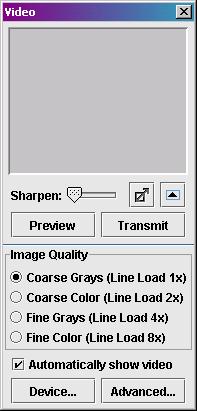 When either the Preview or Transmit button is selected the View Pane will display what it is capturing in the user s camera.