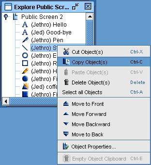 The Whiteboard context menu appears. Select Copy Object.