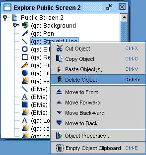 The Explore window appears. Select the objects in the Explore window and then right-click (Click+Control) on a selected object.