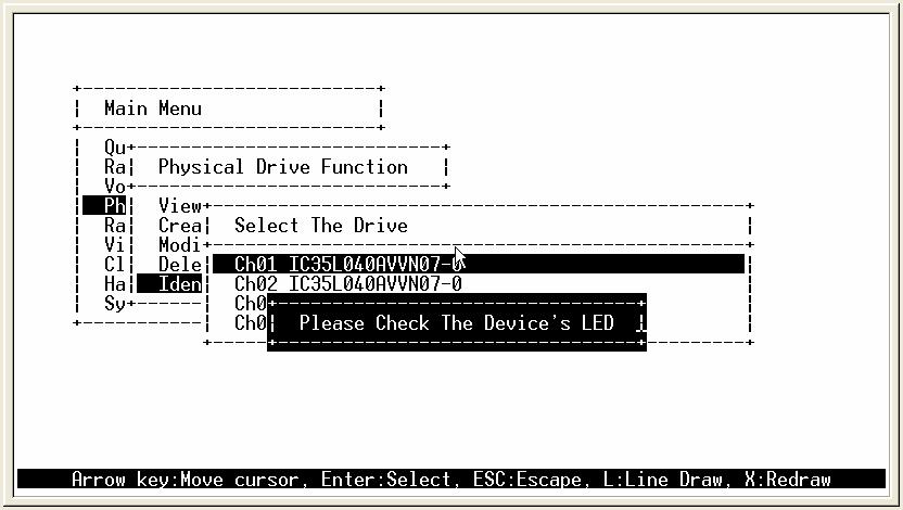 4.5.4.5 Identify Selected Drive To prevent removing the wrong drive, the selected disk HDD LED Indicator will light for physically locating the selected disk when the Identify Selected Device is selected.