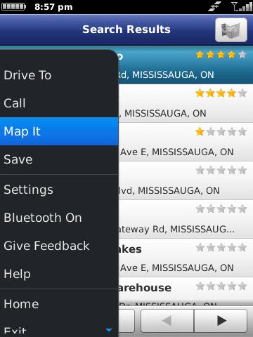 3. From the Map It option for any location that you have found using the Search menu.
