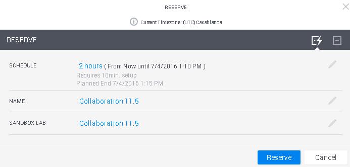 Figure 2.2 Reservation window Choose duration. You can reserve up to a maximum of 5 days. The reservation name can also be changed. Hit the reserve button to kick start your lab setup.